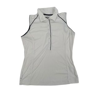 Slazenger White Black Piping Sleeveless Collared Golf Shirt Size S Women's